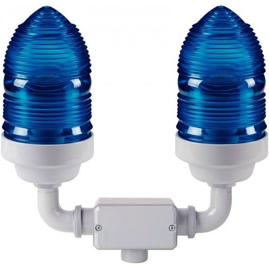 SINALIZADOR DUPLO 60W AZUL COM BASE EM ALUMINIO E GLOBO EM TERMOPLASTICO TRAMONTINA