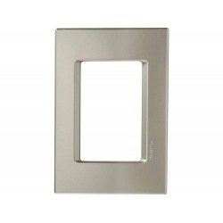 PLACA + SUPORTE 4X2 TERMOPLASTICO 3 POSTOS JUNTOS LINHA IZY FLAT PRATA PEROLA TRAMONTINA