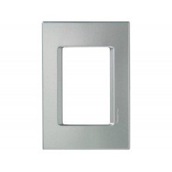 PLACA +SUPORTE 4X2 TERMOPLASTICO 3 POSTOS JUNTOS LINHA IZY FLAT PRATA ALUMINIO TRAMONTINA