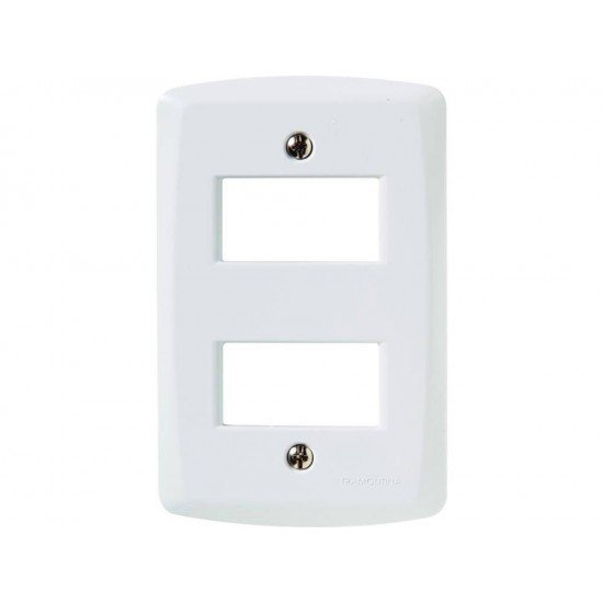 PLACA 4X2 EM TERMOPLASTICO COM 2 POSTOS AFASTADOS LINHA LUX2 BRANCA TRAMONTINA
