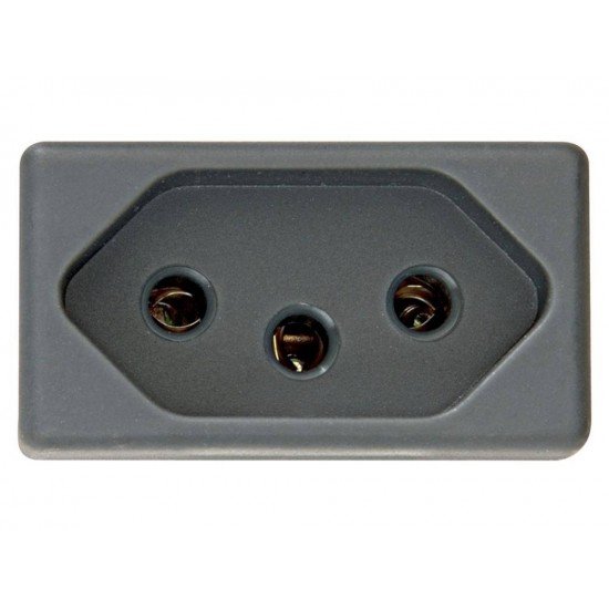 TOMADA 2P + T EM TERMOPLASTICO C COMP MET 10A 250V LINHA IZY FLAT GRAFITE TRAMONTINA