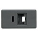 TOMADA RJ45 CAT 6 EM TERMOPLASTICO COMPONENTES METALICOS LINHA IZY FLAT GRAFITE TRAMONTINA