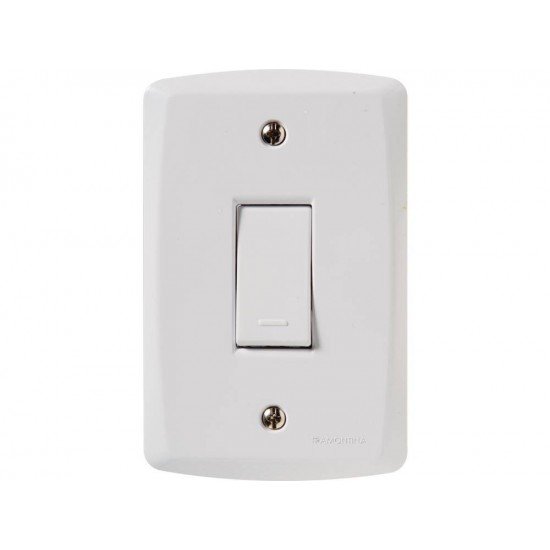 CONJUNTO PLACA 4X2 + 1 INTERRUPTOR SIMPLES TERMOPL 10A 250V LINHA LUX2 BRANCO TRAMONTINA