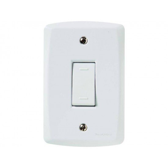 CONJUNTO PLACA 4X2 + 1 INTERRUPTOR PARALELO TERMOPL 10A 250V LINHA LUX2 BRANCO TRAMONTINA