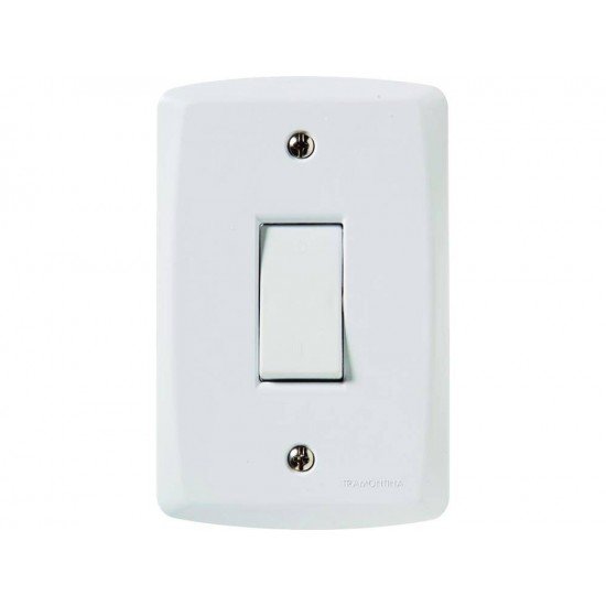 CONJUNTO PLACA 4X2 + 1 INTERRUPTOR BIPOLAR TERMOPL 10A 250V LINHA LUX2 BRANCO TRAMONTINA