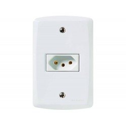 CONJUNTO PLACA 4X2 + 1 TOMADA 2P + T TERMOPL 10A 250V LINHA LUX2 BRANCO TRAMONTINA