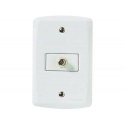 CONJUNTO PLACA 4X2 + 1 TOMADA TV SAT EM TERMOPLASTICO LINHA LUX2 BRANCO TRAMONTINA