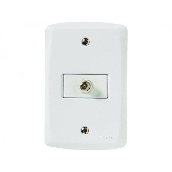 CONJUNTO PLACA 4X2 + 1 TOMADA TV SAT EM TERMOPLASTICO LINHA LUX2 BRANCO TRAMONTINA