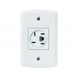 CONJUNTO PLACA 4X2 + 1 TOMADA PARA TELEFONE 4P+RJ11 TERMOPL LINHA LUX2 BRANCO TRAMONTINA