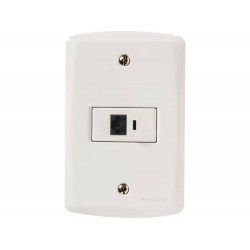 CONJUNTO PLACA 4X2 + 1 TOMADA PARA TELEFONE RJ11 TERMOPL LINHA LUX2 BRANCO TRAMONTINA