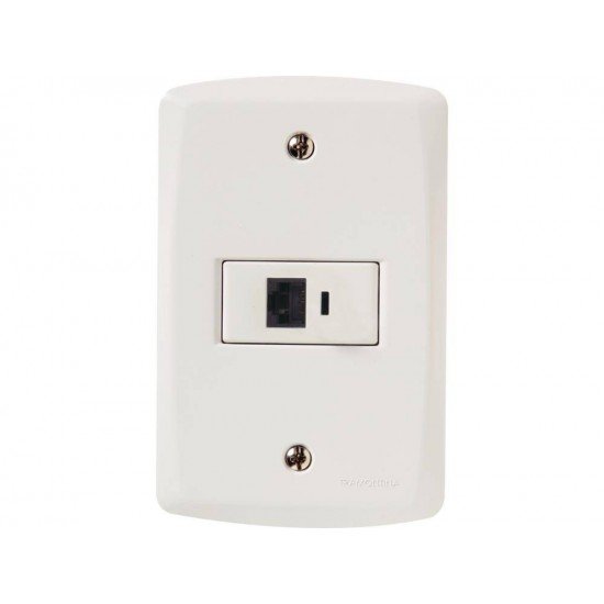 CONJUNTO PLACA 4X2 + 1 TOMADA PARA TELEFONE RJ11 TERMOPL LINHA LUX2 BRANCO TRAMONTINA