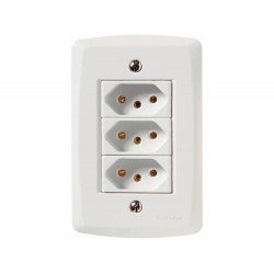 CONJUNTO PLACA 4X2 + 3 TOMADAS 2P + T TERMOPL 10A 250V LINHA LUX2 BRANCO TRAMONTINA