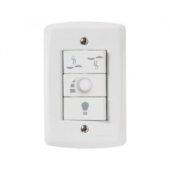 CONJUNTO PLACA 4X2 + VARIADOR DE VENTILADOR EM TERMOPLASTICO LINHA LUX2 BRANCO TRAMONTINA 220V