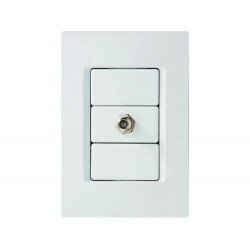 CONJUNTO PLACA 4X2 + 1 TOMADA TV SAT TERMOPLASTICO LINHA IZY FLAT BRANCO TRAMONTINA