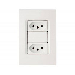 CONJUNTO PLACA 4X2 + 2 TOMADAS 2P + T TERMOPL 10A 250V LINHA IZY FLAT BRANCO TRAMONTINA