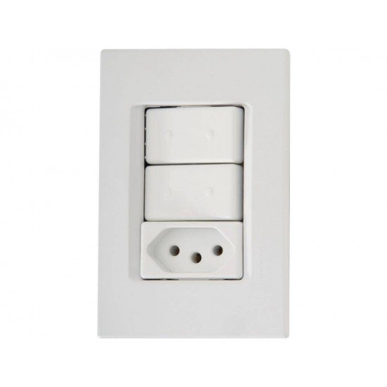 CJ PLACA 4X2 +2 INTER PARALELO +1 TOMAD 2P +T TERMOPL 10A 250V IZY FLAT BRANCO TRAMONTINA