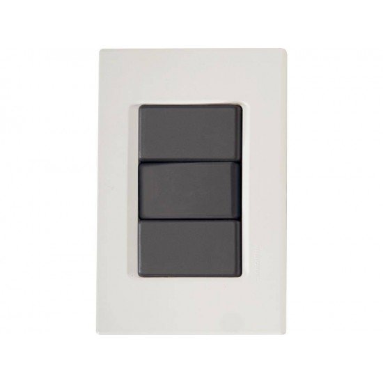 CJ PLACA 4X2 + 1 INTERRUPTOR PARALELO TERMOPL10A 250V LINHA IZY FLAT GRAFITE TRAMONTINA