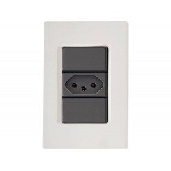 CONJUNTO PLACA 4X2 + 1 TOMADA 2P + T TERMOPL 10A 250V LINHA IZY FLAT GRAFITE TRAMONTINA