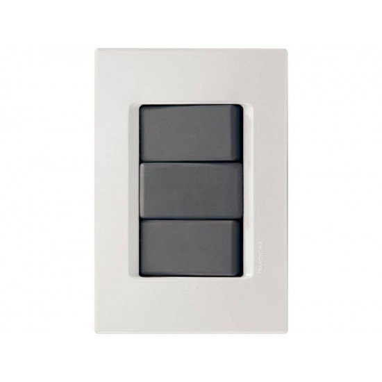 CJ PLACA 4X2+1 INTER PARALELO + 1 INTER SIM TERMOPL 10A 250VIZY FLAT GRAFITE TRAMONTINA