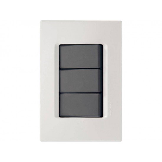 CJ PLACA 4X2 +3 INTERRUPTORES PARALELO TERMOPL 10A 250V LINHA IZY FLAT GRAFITE TRAMONTINA