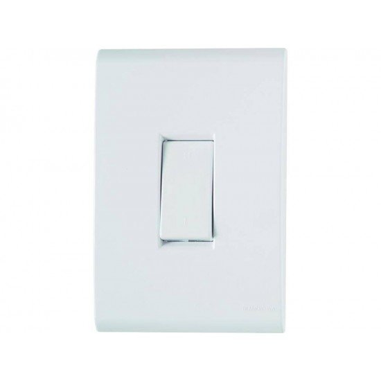 CONJUNTO PLACA 4X2 + 1 INTER BIPOLAR SIMPLES TERMOPL 10A 250V LINHA LIZ BRANCO TRAMONTINA