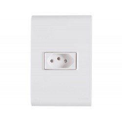 CONJUNTO PLACA 4X2 + 1 TOMADA 2P + T TERMOPL 10A 250V LINHA LIZ BRANCO TRAMONTINA