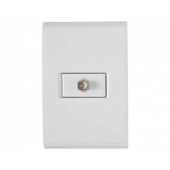 CONJUNTO PLACA 4X2 + 1 TOMADA TV SAT EM TERMOPLASTICO LINHA LIZ BRANCO TRAMONTINA
