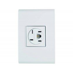 CONJUNTO PLACA 4X2 + 1 TOMADA PARATELEFONE 4P+RJ11 TERMOPL LINHA LIZ BRANCO TRAMONTINA