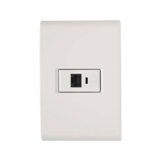 CONJUNTO PLACA 4X2 + 1 TOMADA PARATELEFONE RJ11 TERMOPL LINHA LIZ BRANCO TRAMONTINA