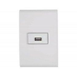 CONJUNTO PLACA 4X2 + 1 TOMADA USB 1,5A EM TERMOPLASTICO LINHA LIZ BRANCO TRAMONTINA BIVOLT