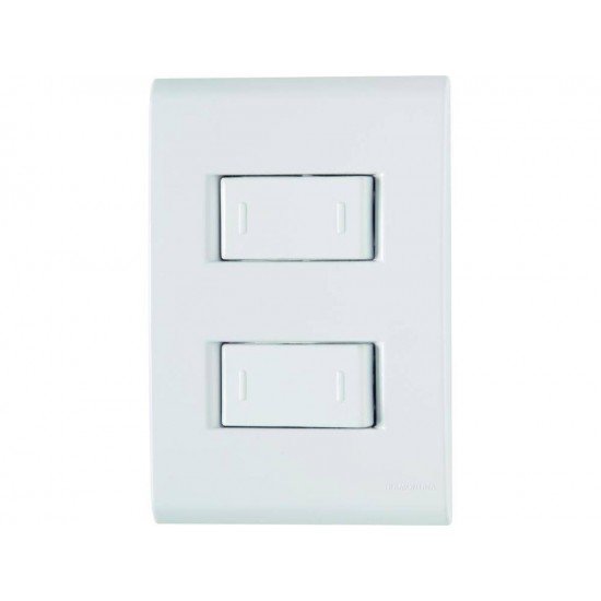 CONJUNTO PLACA 4X2 + 2 INTERRUPTOR PARALELO TERMOPL 10A 250V LINHA LIZ BRANCO TRAMONTINA