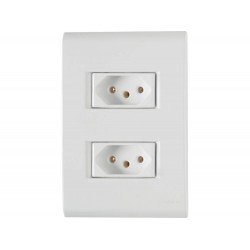 CONJUNTO PLACA 4X2 + 2 TOMADA 2P + T TERMOPL 10A 250V LINHA LIZ BRANCO GRANEL TRAMONTINA