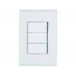 CONJUNTO PLACA 4X2 + 3 INTERRUPTOR PARALELO TERMOPL 10A 250V LINHA LIZ BRANCO TRAMONTINA