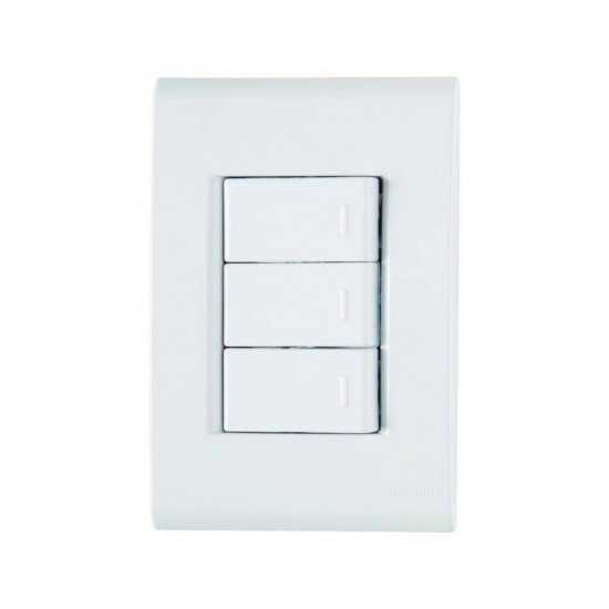 CONJUNTO PLACA 4X2 + 3 INTERRUPTOR PARALELO TERMOPL 10A 250V LINHA LIZ BRANCO TRAMONTINA