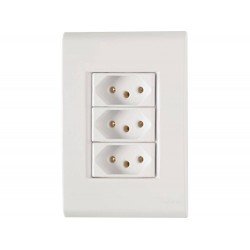 CONJUNTO PLACA 4X2 + 3 TOMADA 2P + T TERMOPL 10A 250V LINHA LIZ BRANCO TRAMONTINA