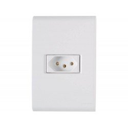 CONJUNTO PLACA 4X2 + 1 TOMADA 2P + T TERMOPL 10A 250V LINHA LIZ BRANCO GRANEL TRAMONTINA