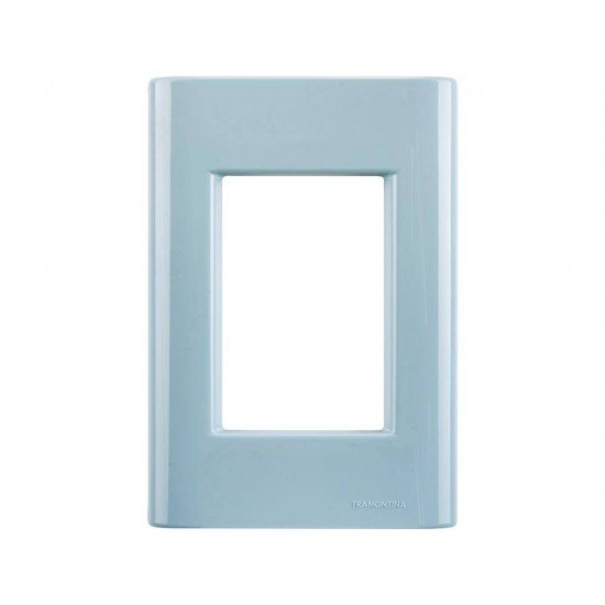 KIT 20 UNI PLACA + SUPORTE 4X2 EM TERMOPLASTICO 3 POSTOS LINHA GIZ AZUL JEANS TRAMONTINA