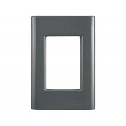 PLACA + SUPORTE 4X2 EM TERMOPLASTICO 3 POSTOS LINHA GIZ GRAFITE TRAMONTINA