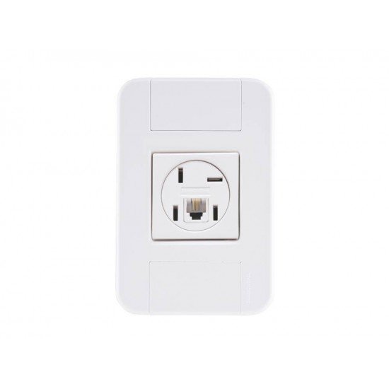 CJ PLACA 4X2 + 1 TOMADA PARA TELEFONE 4P+RJ11 TERMOPL LINHA TABLET BRANCO TRAMONTINA
