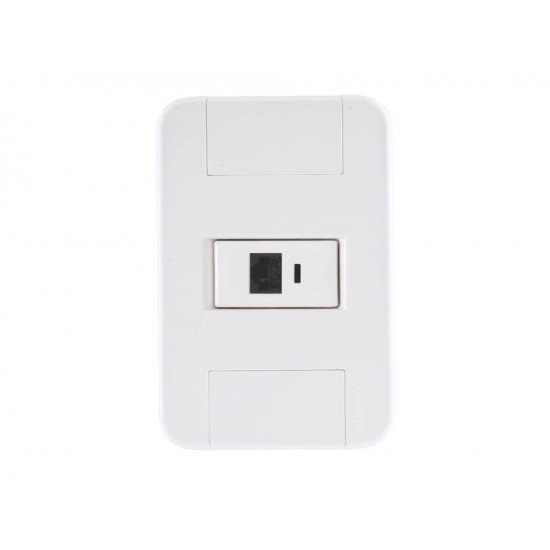CONJUNTO PLACA 4X2 + 1 TOMADA PARA TELEFONE RJ11 TERMOPL LINHA TABLET BRANCO TRAMONTINA