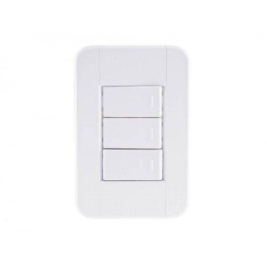 CJ PLACA 4X2 + 3 INTERRUPTOR SIMPLES TERMOPL 10A 250V LINHA TABLET BRANCO TRAMONTINA