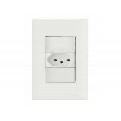 CONJUNTO PLACA 4X2 + 1 TOMADA 2P + T TERMOPL 10A 250V LINHA GIZ BRANCO TRAMONTINA