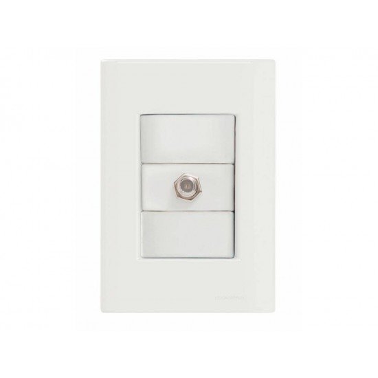 CONJUNTO PLACA 4X2 + 1 TOMADA TV SAT EM TERMOPLASTICO LINHA GIZ BRANCO TRAMONTINA