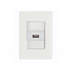 CONJUNTO PLACA 4X2 + 1 TOMADA USB 1,5A EM TERMOPLASTICO LINHA GIZ BRANCO TRAMONTINA BIVOLT
