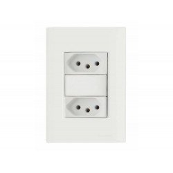 CONJUNTO PLACA 4X2 + 2 TOMADAS 2P + T TERMOPLASTICO 10A 250V LINHA GIZ BRANCO TRAMONTINA