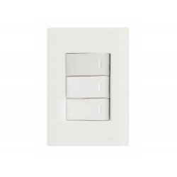 CONJUNTO PLACA 4X2 + 3 INTERRUPTOR SIMPLES TERMOPL 10A 250V LINHA GIZ BRANCO TRAMONTINA