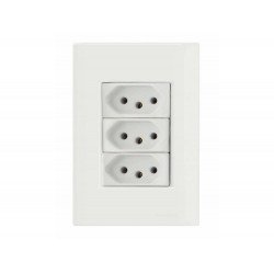 CONJUNTO PLACA 4X2 + 3 TOMADA 2P + T TERMOPL 10A 250V LINHA GIZ BRANCO TRAMONTINA