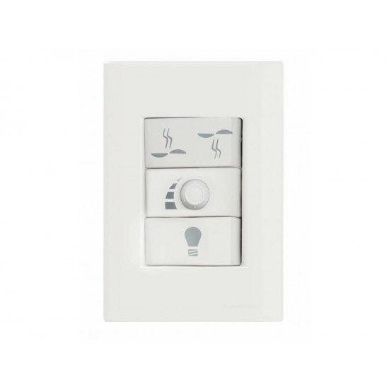 CONJUNTO PLACA 4X2 + VARIADOR DE VENTILADOR EM TERMOPLASTICO LINHA GIZ BRANCO TRAMONTINA 220V