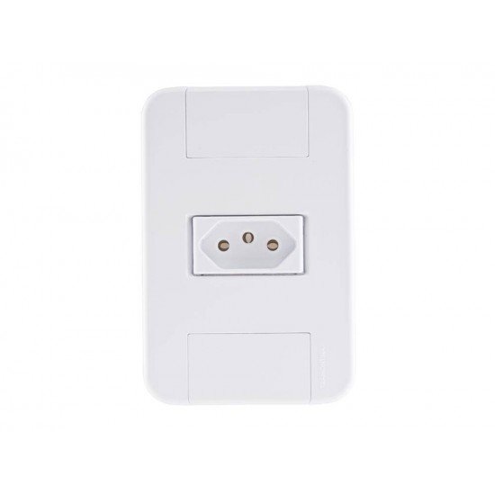 CONJUNTO PLACA 4X2 + 1 TOMADA 2P + T TERMOPL 20A 250V LINHA TABLET BRANCO TRAMONTINA