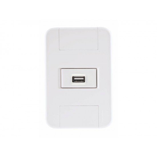 CONJUNTO PLACA 4X2 + 1 TOMADA USB 1,5A TERMOPL LINHA TABLET BRANCO TRAMONTINA BIVOLT